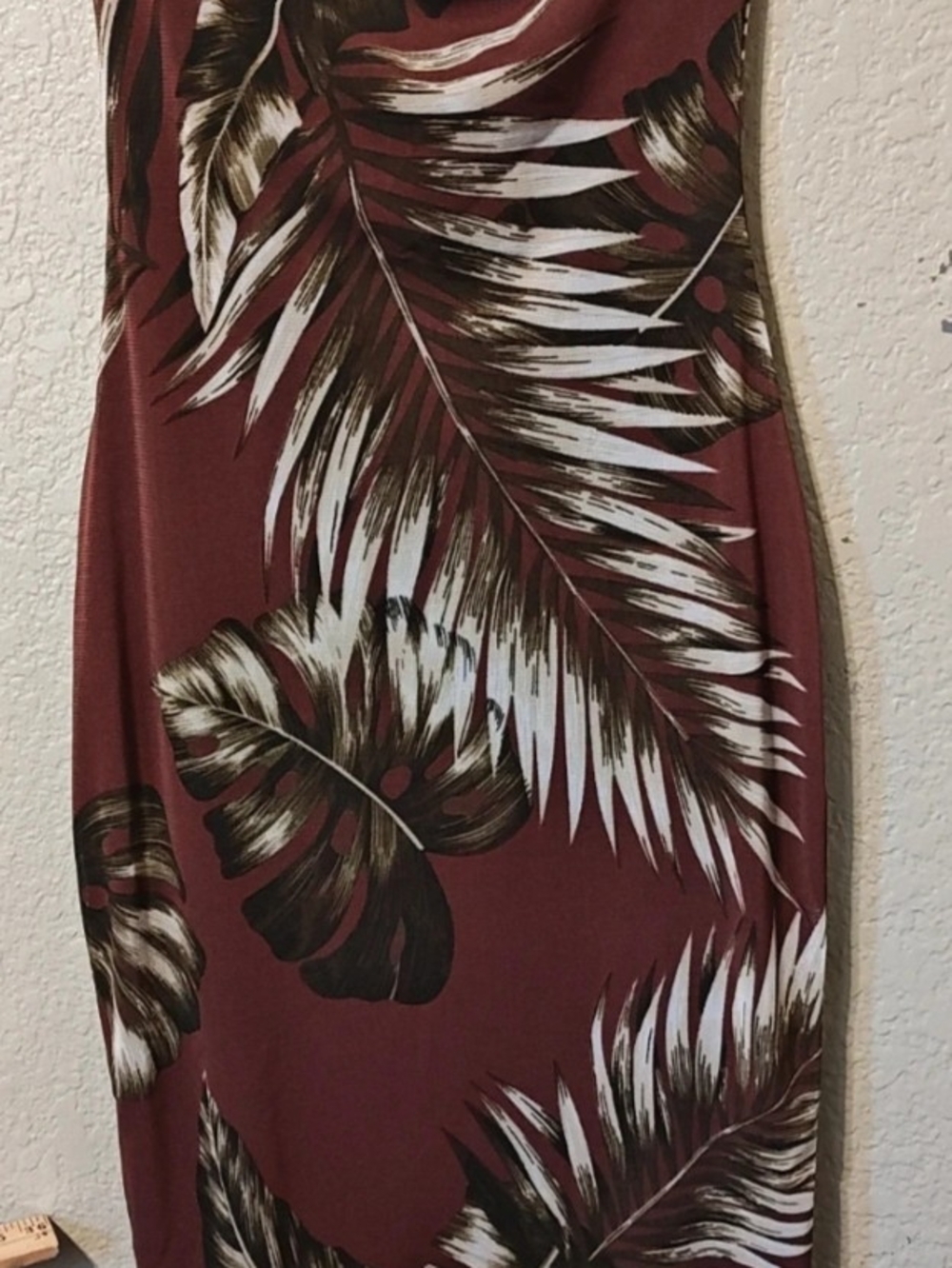 Women’s Burgundy Tropical Print Maxi Dress